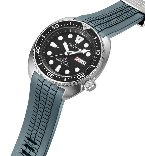 Crafter Blue CB12 Grey gummiarmband för Seiko Turtle