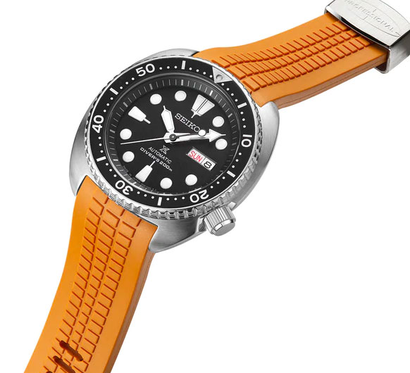 Crafter Blue CB12 Orange gummiarmband för Seiko Turtle