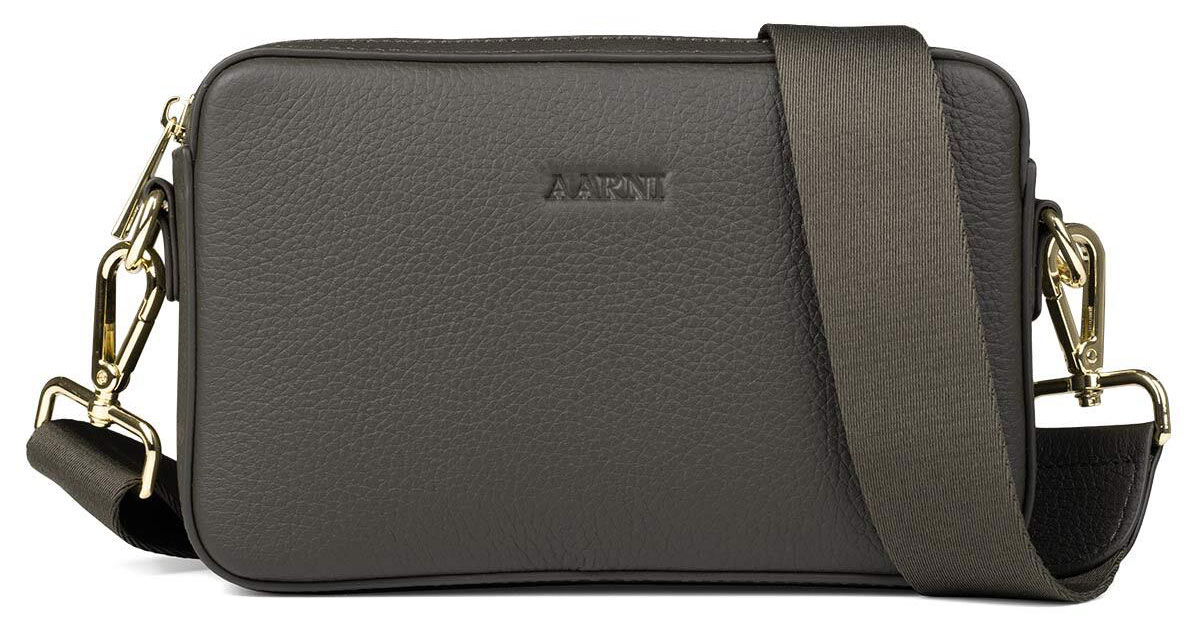 Aarni oliv crossbody väska med guldfärgad dragkedja