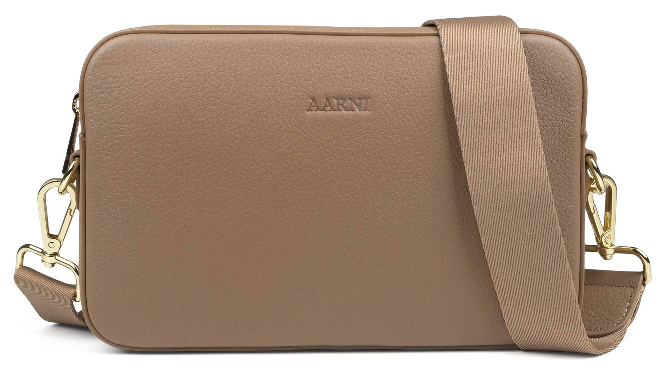 Aarni stor älgskinn axelväska sand-guld