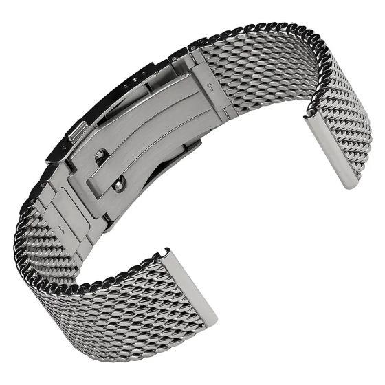 Geckota Premium Polished Stainless Steel Divers Mesh klockarmband