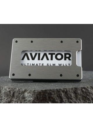 Aviator plånbok SLIDE Brushed Silver med akryl myntficka Slim