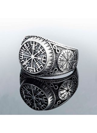 Northern Viking Jewelry Vegvisir oxiderad ring NVJ-H-SO005
