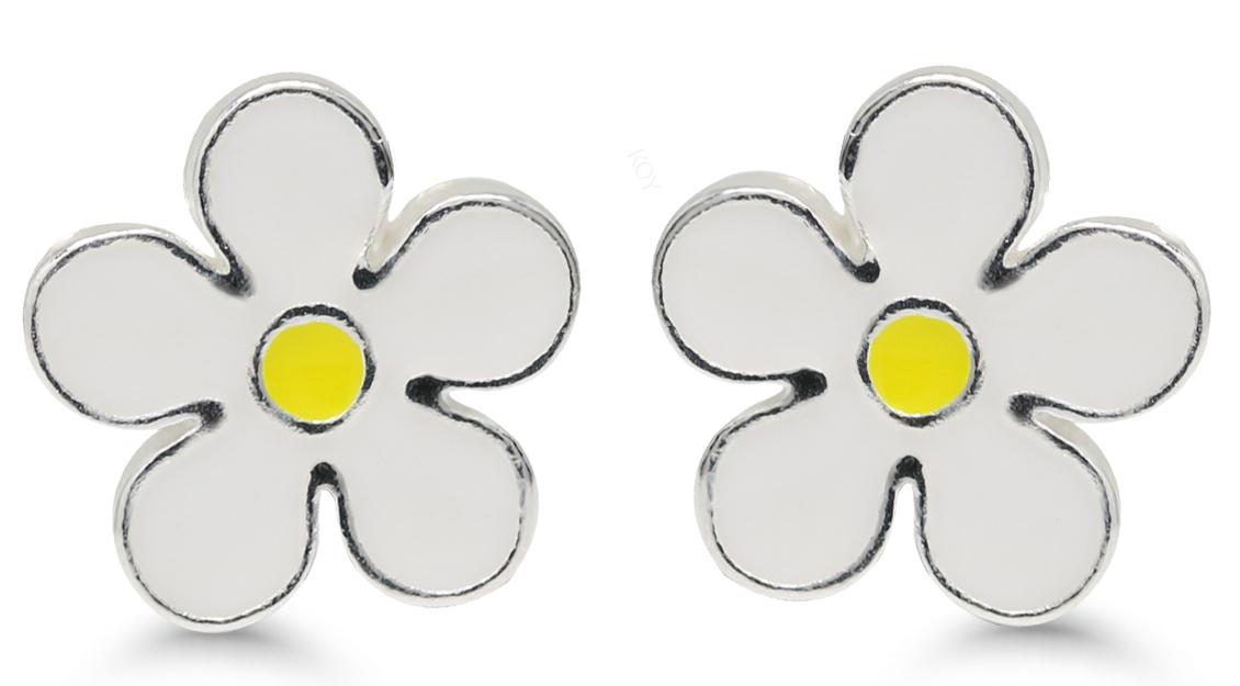 Silverörhängen blomma emalj DE-0500valk