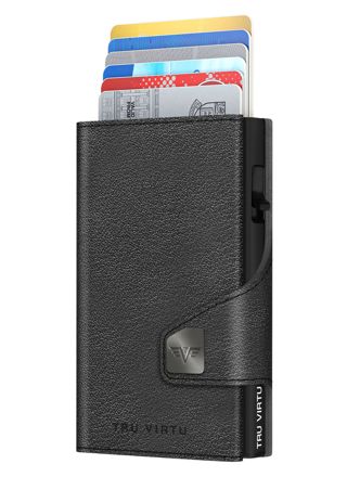 Tru Virtu Click & Slide Coin Pocket Wallet Nappa Black RFID