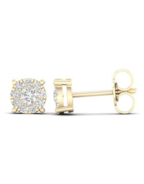 Lykka Elegance Milgrain diamant halo örhängen i gul guld 5,3 mm