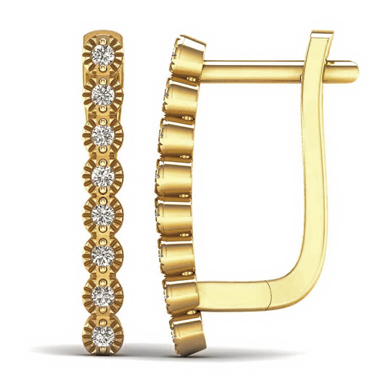 Lykka Elegance Milgrain ovala diamant huggies i gulguld