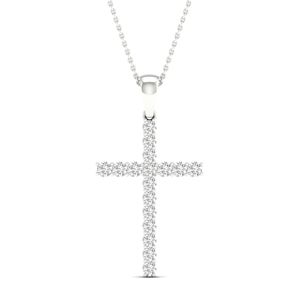 Lykka Elegance kroninfattat diamant kors 0,25 ct vitguld main product photo