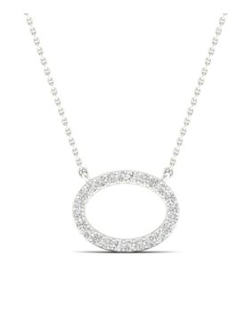 Lykken Elegance oval diamanthalsband vitguld 42 + 3 cm