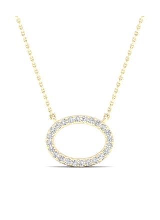 Lykka Elegance oval diamanthalsband gulguld 42 + 3 cm