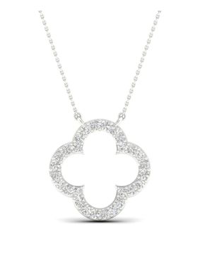 Lykken Elegance fyrklöver diamanthalsband vitguld 42 + 3 cm