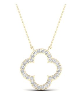 Lykken Elegance fyrklöver diamanthalsband gulguld 42 + 3 cm