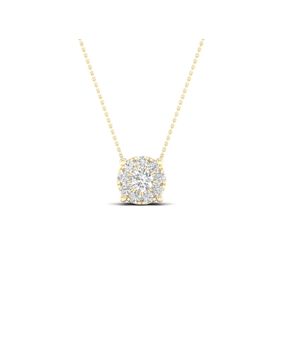 Lykken Elegance milgrain diamant halo hänge i gul guld