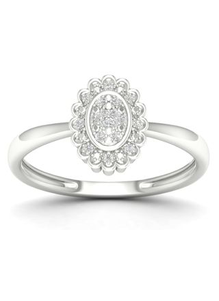 Lykka Elegance oval Flower halo diamantring 