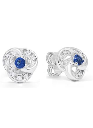 Silver zirkon knut örhängen blå-klar E-0151Zsin