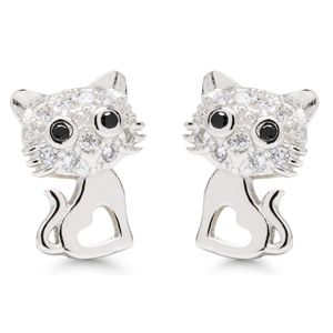 Silverörhängen kat svart-klar zirkon E-0255Z main product photo