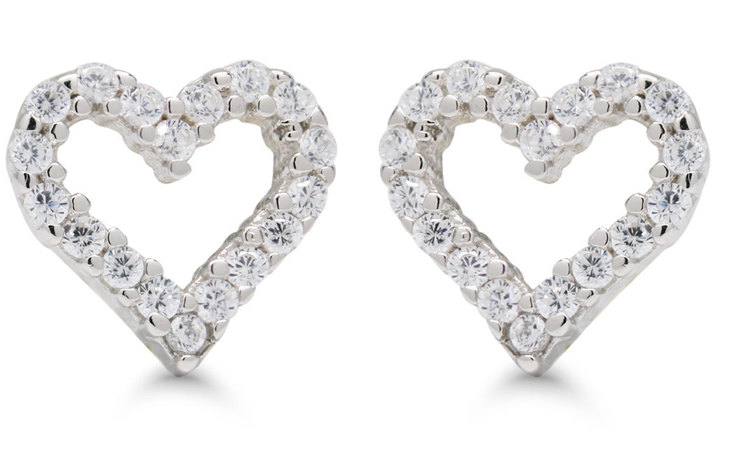 Silverörhängen hjärta zirkon E-0312Z