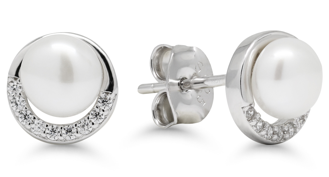 Silverörhängen vita 5,5mm pärla-zirkon E-0393ZP