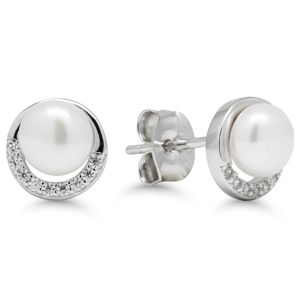 Silverörhängen vita 5,5mm pärla-zirkon E-0393ZP main product photo