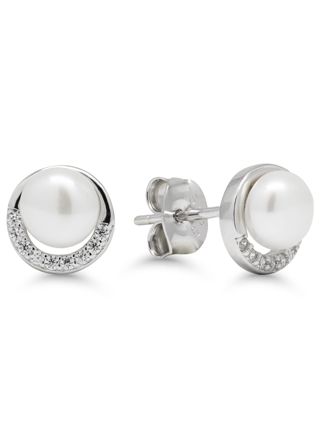 Silverörhängen vita 5,5mm pärla-zirkon E-0393ZP