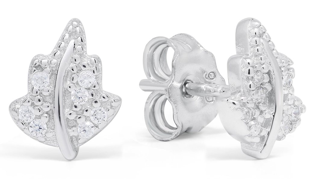 Silverörhängen löv zirkon E-0886Z