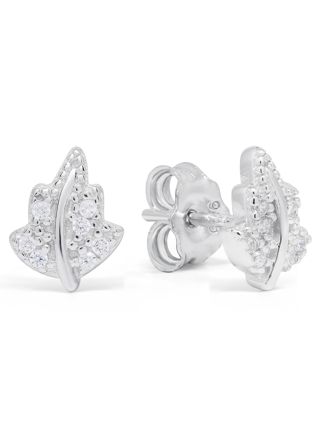 Silverörhängen löv zirkon E-0886Z