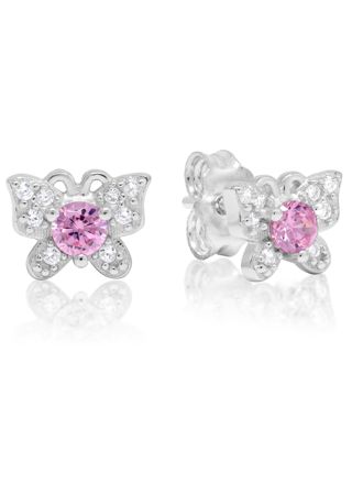 Silverörhängen fjäril zirkon ljusröd E-1310Zpink