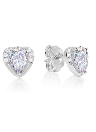 Silver zirkon örhängen hjärta E-1364Z