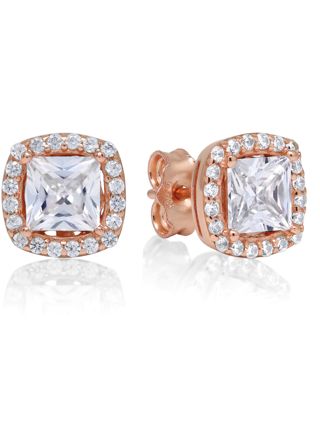 Silverörhängen fyrkantig halo zirkon E-1448ZRG