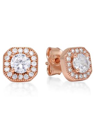 Silverörhängen fyrkantig halo zirkon E-1533ZRG