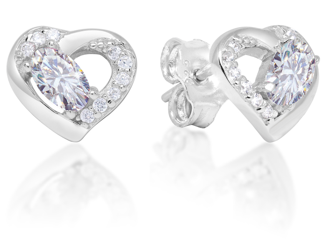 Silverörhängen hjärta zirkon E-1551Z