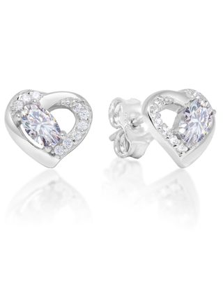 Silverörhängen hjärta zirkon E-1551Z