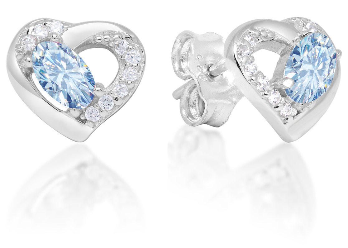 Silverörhängen hjärta zirkon blå-klar E-1551Zaq