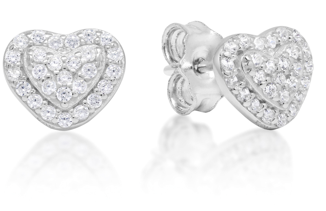 Silverörhängen hjärta zirkon E-1588Z