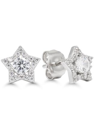 Silverörhängen stjärna klar zirkon E-2192Z