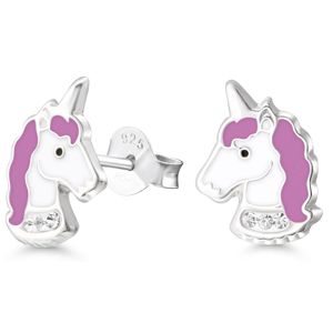 Silverörhängen enhörning häst emalj zirkon lila E-3005lila main product photo