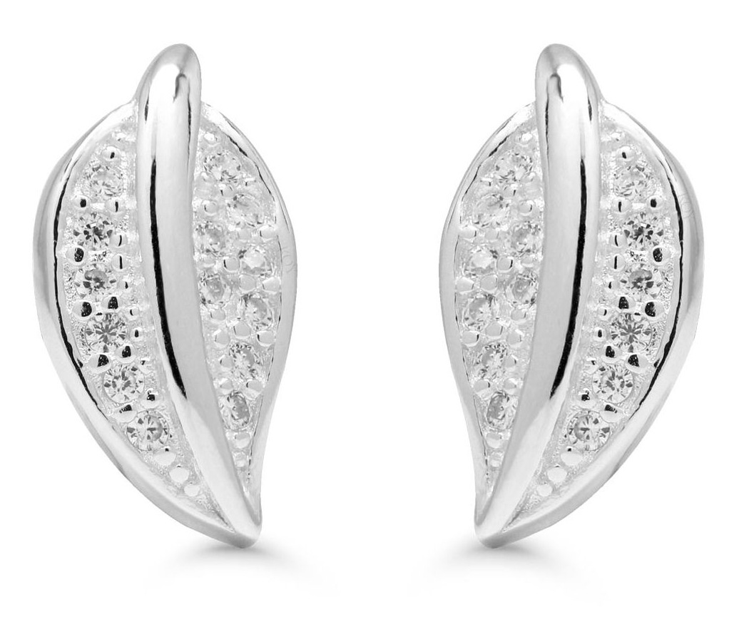 Silverörhängen löv zirkon E-3158Z