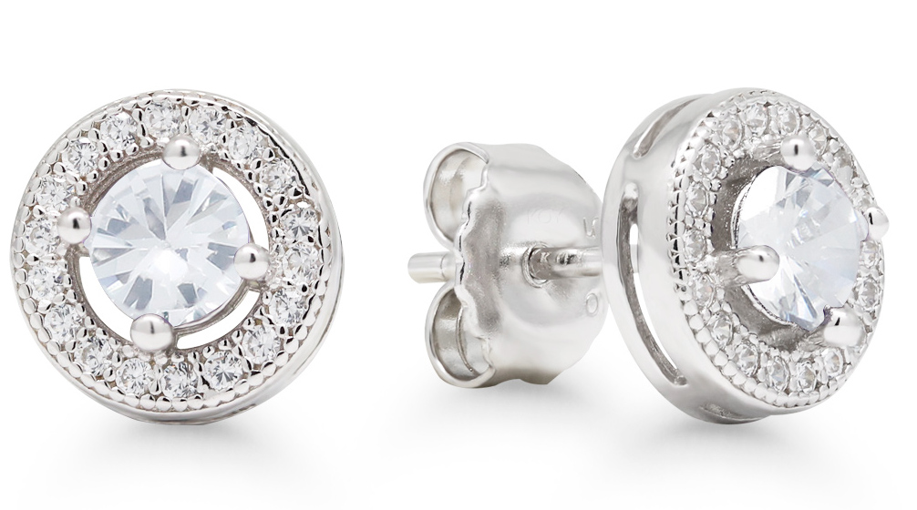 Silverörhängen Halo klar zirkon E-3368Z