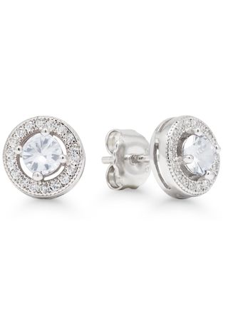 Silverörhängen Halo klar zirkon E-3368Z