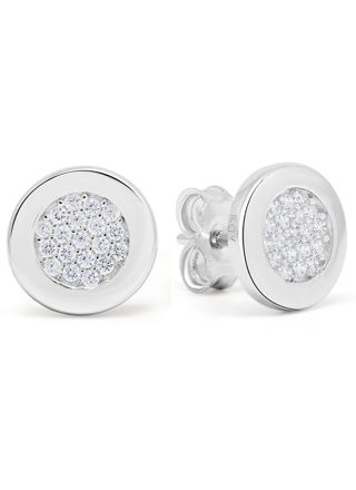 Silverörhängen rund zirkon E-3436Z