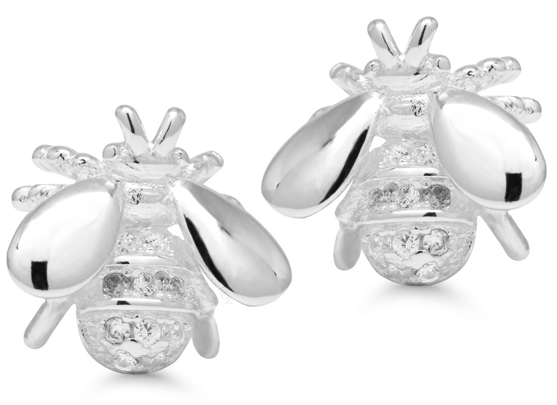 Silverörhängen 3D fluga zirkon E-3661Z