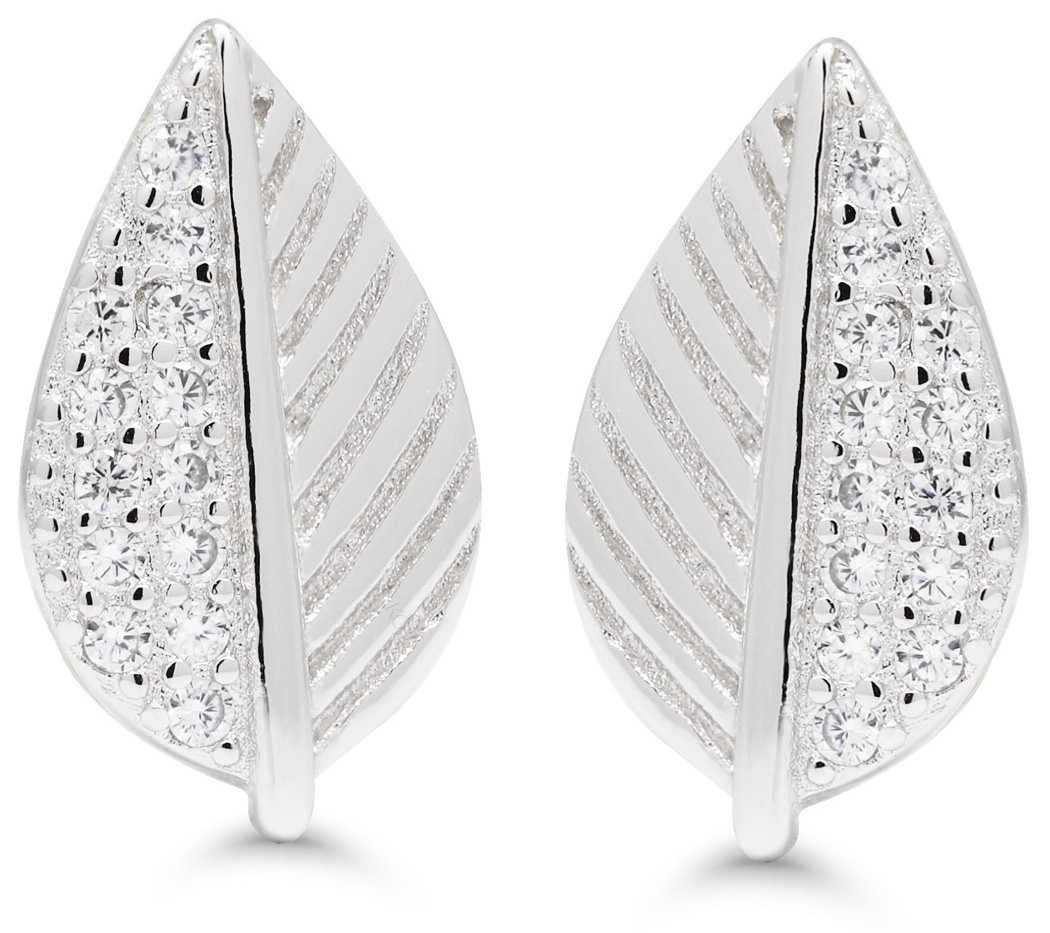 Silverörhängen löv zirkon E-4053Z