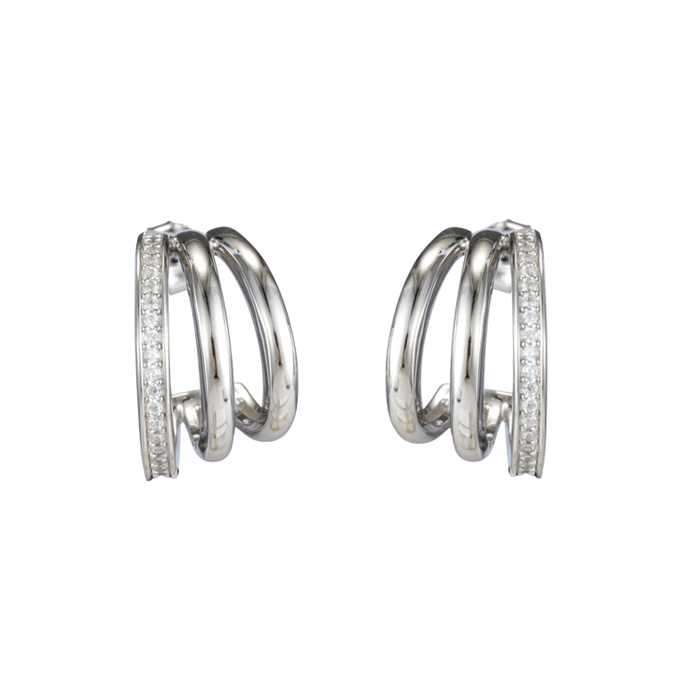Lykken Casuals flerradiga halvcreoler i silver 16 mm
