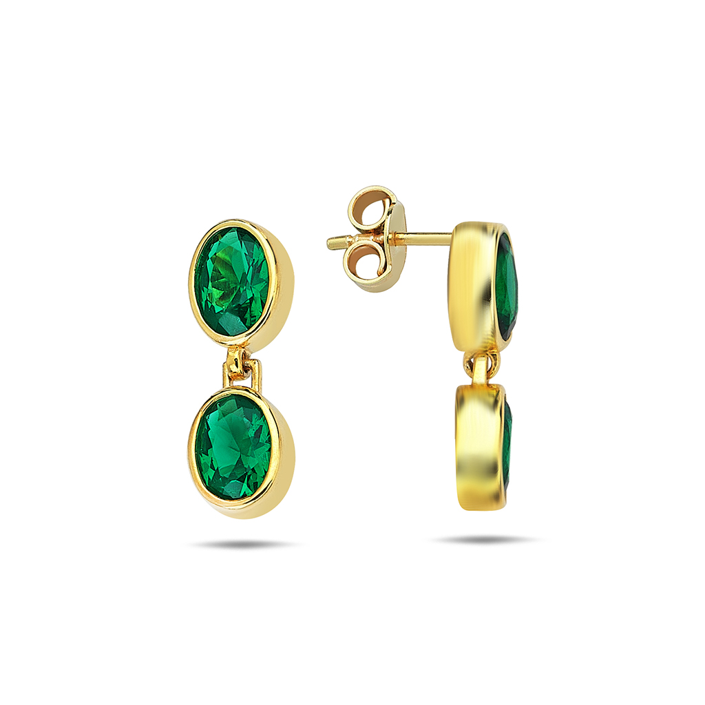 Lykka Casuals två sten guldpläterade silverörhängen 