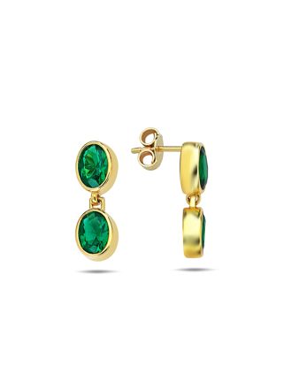 Lykka Casuals två sten guldpläterade silverörhängen