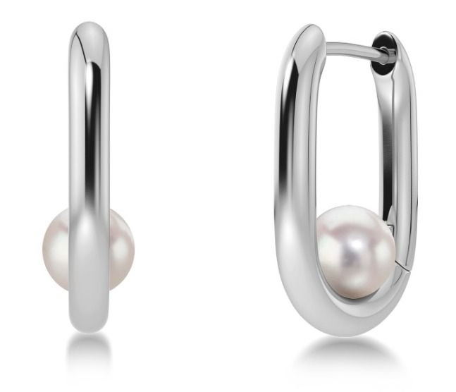 Edblad Modernist Pearl hoopörhängen S Steel 127460