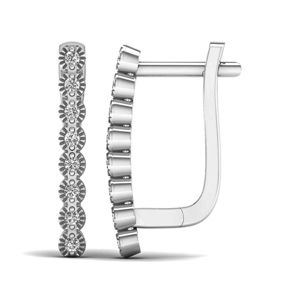 Lykka Elegance Milgrain ovala diamant huggies i vitguld main product photo