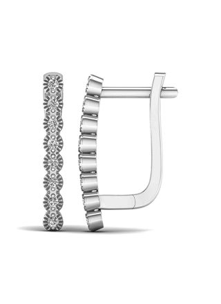 Lykka Elegance Milgrain ovala diamant huggies i vitguld