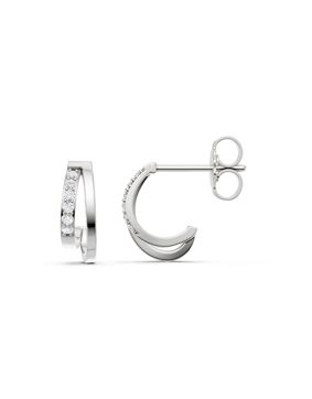 Lykken Elegance dubbelbåge örhängen i vitguld med diamanter 11 mm