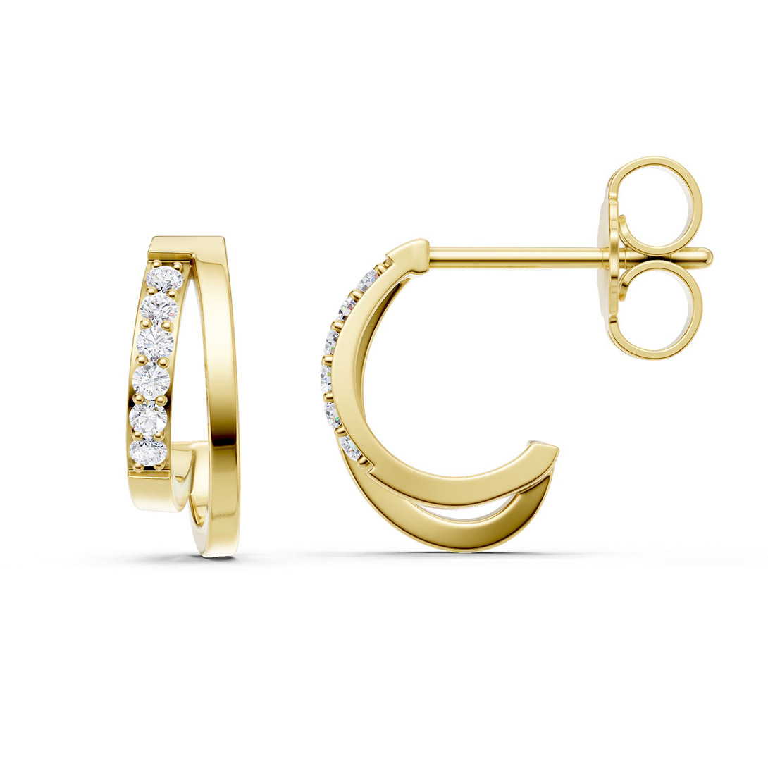 Lykka Elegance dubbelbåge örhängen i guld med diamanter 11 mm